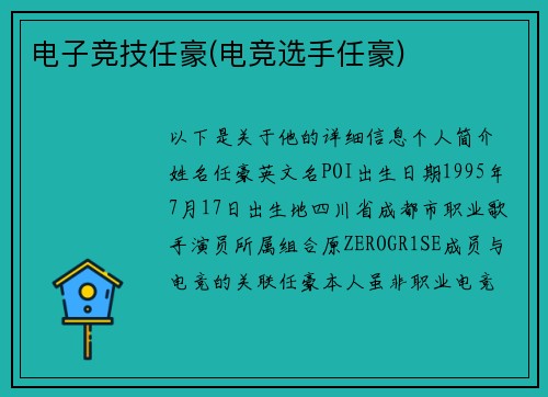 电子竞技任豪(电竞选手任豪)